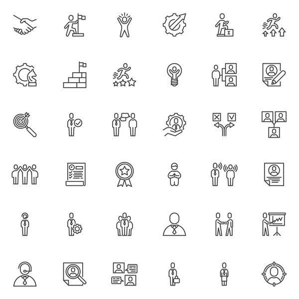 Leadership Organization Line Icons Set Linear Style Symbols Collection Outline — Image vectorielle