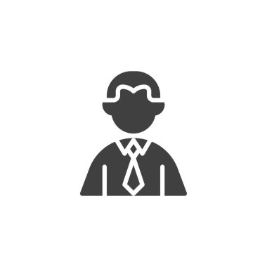 Businessman person vector icon. filled flat sign for mobile concept and web design. Business man with necktie glyph icon. Symbol, logo illustration. Vector graphics