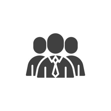 Business group vector icon. filled flat sign for mobile concept and web design. Three man avatar glyph icon. Symbol, logo illustration. Vector graphics
