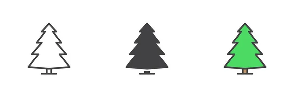 Fir Tree Icon Line Glyph Filled Outline Colorful Version Outline — Stockový vektor