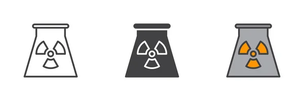 Nuclear Power Plant Icon Line Glyph Filled Outline Colorful Version - Stok Vektor