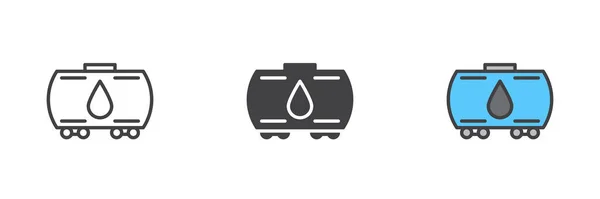 Oil Tank Car Icon Line Glyph Filled Outline Colorful Version — Vector de stock