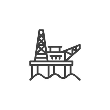 Drilling platform line icon. linear style sign for mobile concept and web design. Gas, Oil platform outline vector icon. Symbol, logo illustration. Vector graphics