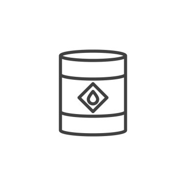 Petrol Varili çizgi ikonu. Mobil konsept ve web tasarımı için doğrusal biçim işareti. Saf yağ varili ana hatlı vektör simgesi. Sembol, logo çizimi. Vektör grafikleri
