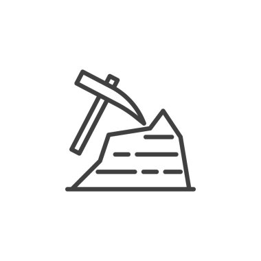 Coal mining line icon. linear style sign for mobile concept and web design. Coal and pickaxe outline vector icon. Symbol, logo illustration. Vector graphics
