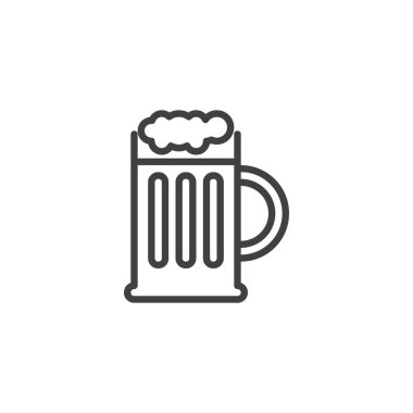 Beer mug line icon. linear style sign for mobile concept and web design. Beer with foam outline vector icon. Symbol, logo illustration. Vector graphics