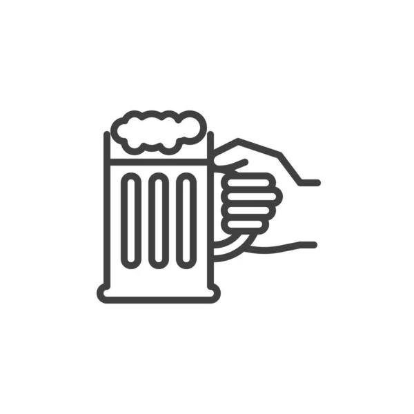 Hand Beer Mug Line Icon Linear Style Sign Mobile Concept — ストックベクタ