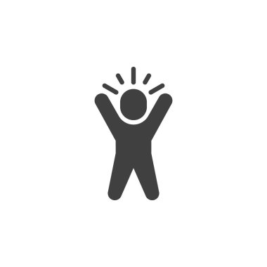 Creative motivation vector icon. filled flat sign for mobile concept and web design. Man with raised arms glyph icon. Symbol, logo illustration. Vector graphics