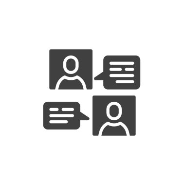 People communication vector icon. filled flat sign for mobile concept and web design. Two person conversation glyph icon. Symbol, logo illustration. Vector graphics