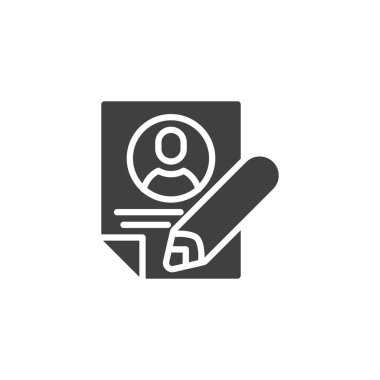 Resume contract vector icon. filled flat sign for mobile concept and web design. Personal info signing glyph icon. Symbol, logo illustration. Vector graphics