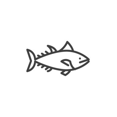 Tuna fish line icon. linear style sign for mobile concept and web design. Fish outline vector icon. Symbol, logo illustration. Vector graphics