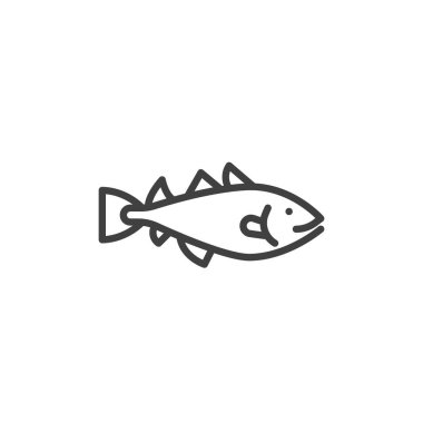 Codfish fish line icon. linear style sign for mobile concept and web design. Fish outline vector icon. Symbol, logo illustration. Vector graphics