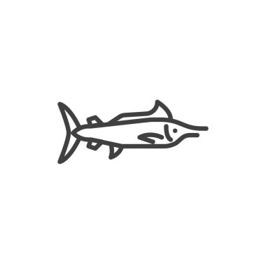 Marlin fish line icon. linear style sign for mobile concept and web design. Fish outline vector icon. Symbol, logo illustration. Vector graphics