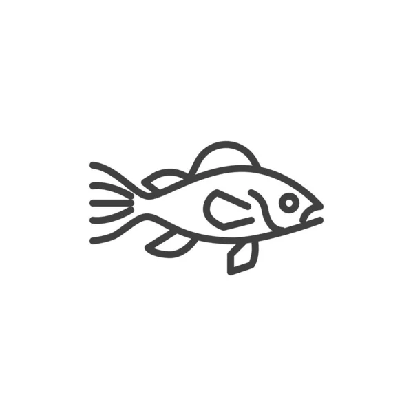 Sea Bass Fish Line Icon Linear Style Sign Mobile Concept —  Vetores de Stock