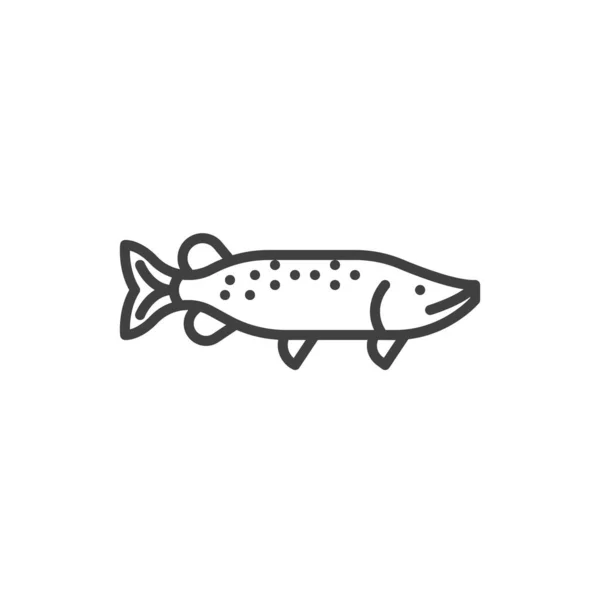 Pike Fish Line Icon Linear Style Sign Mobile Concept Web — Stockový vektor
