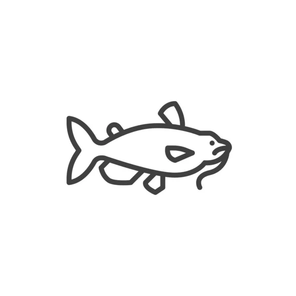 Catfish Line Icon Linear Style Sign Mobile Concept Web Design — Wektor stockowy