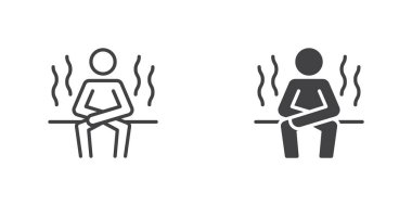 Hot sauna icon. Steam room line and glyph version, outline and filled vector sign. linear and full pictogram. Symbol, logo illustration. Different style icons set