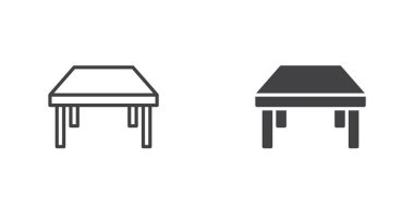 Table furniture icon. line and glyph version, outline and filled vector sign. linear and full pictogram. Symbol, logo illustration. Different style icons set