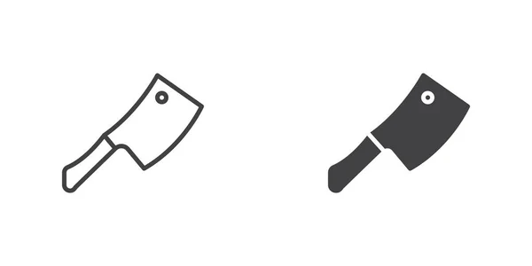 Cleaver Hatchet Icon Kitchen Axe Line Glyph Version Outline Filled — Vetor de Stock