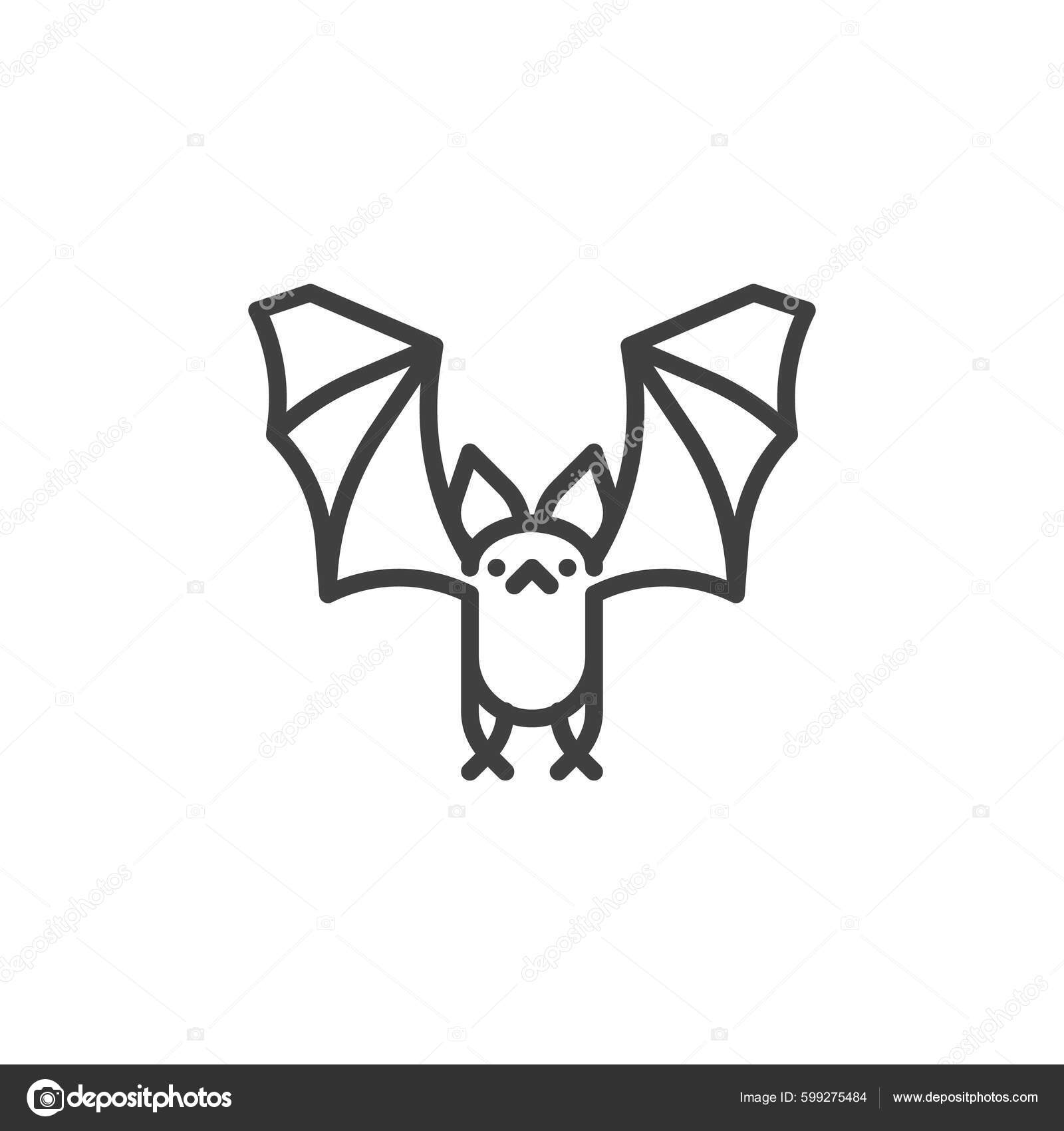 Flying Bat Line Icon Linear Style Sign Mobile Concept Web Stock Vector ...