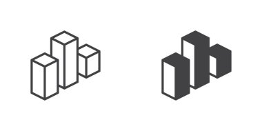 Bar chart icon, line and glyph version, outline and filled vector sign. linear and full pictogram. Symbol, logo illustration. Different style icons set