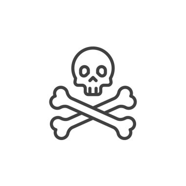 Crossbones and skull line icon. linear style sign for mobile concept and web design. Skeleton with cross bones outline vector icon. Danger, Toxic symbol, logo illustration. Vector graphics