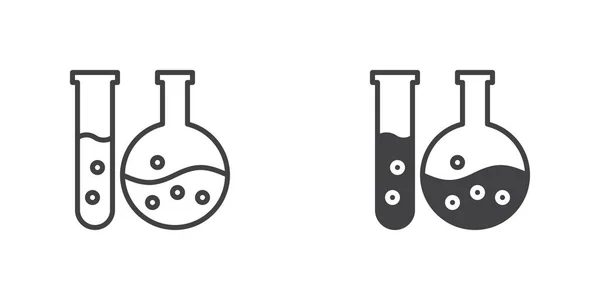 Chemical Test Tube Icon Laboratory Glassware Glyph Version Outline Filled - Stok Vektor