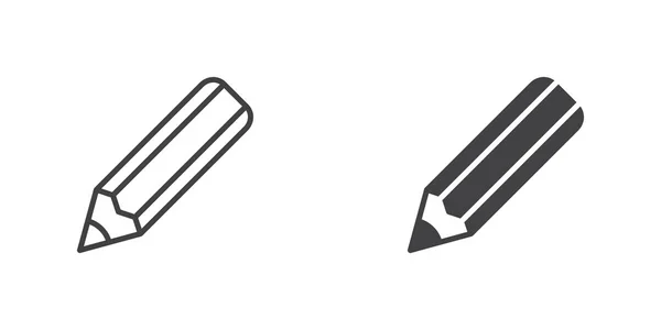 Pencil Icon Crayon Pencil Line Glyph Version Outline Filled Vector — Stockvektor