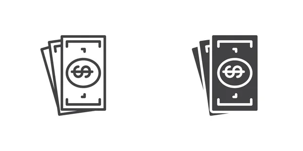 Dollar Money Icon Cash Money Bill Line Glyph Version Outline — Stockvector