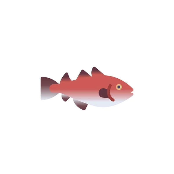 Codfish Fish Flat Icon Vector Sign Colorful Pictogram Isolated White — Stockvektor