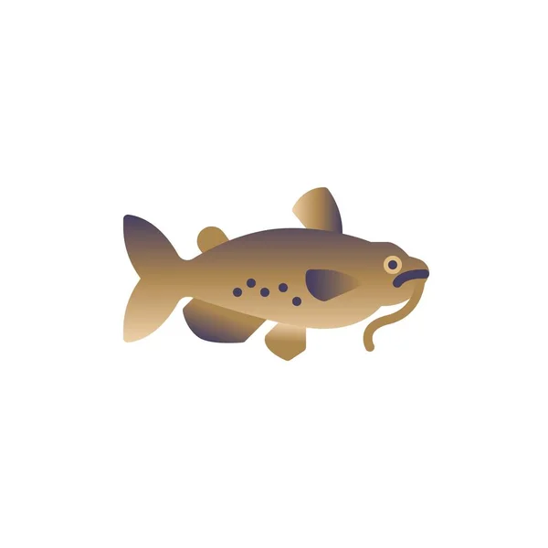 Catfish Flat Icon Vector Sign Fish Colorful Pictogram Isolated White — ストックベクタ