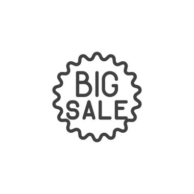 Big sale badge line icon. linear style sign for mobile concept and web design. Sale label outline vector icon. Symbol, logo illustration. Vector graphics
