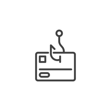 Credit card fraud line icon. linear style sign for mobile concept and web design. Credit card phishing outline vector icon. Symbol, logo illustration. Vector graphics