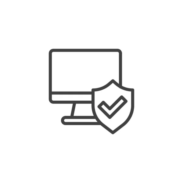 Computer Protection Line Icon Linear Style Sign Mobile Concept Web — Stockový vektor