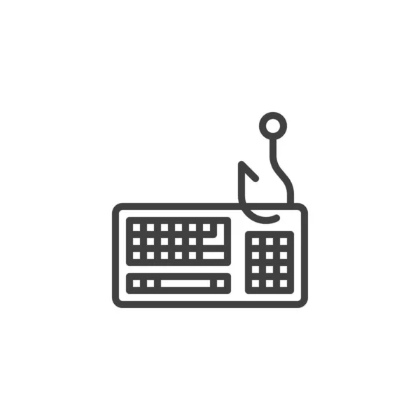 Computer Keyboard Phishing Line Icon Linear Style Sign Mobile Concept — Stok Vektör