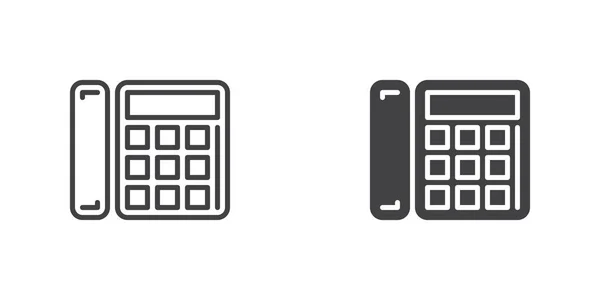 Office Phone Icon Retro Telephone Line Glyph Version Outline Filled — Stockvektor
