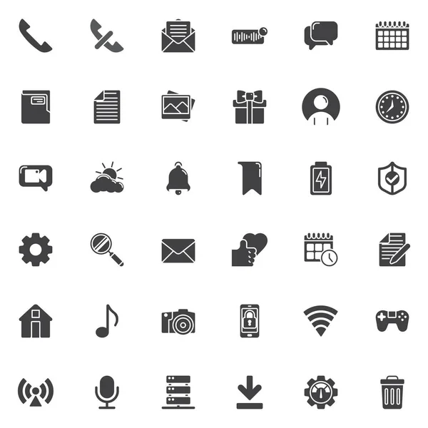 Mobile Phone Vector Icons Set Modern Solid Symbol Collection Filled — 图库矢量图片