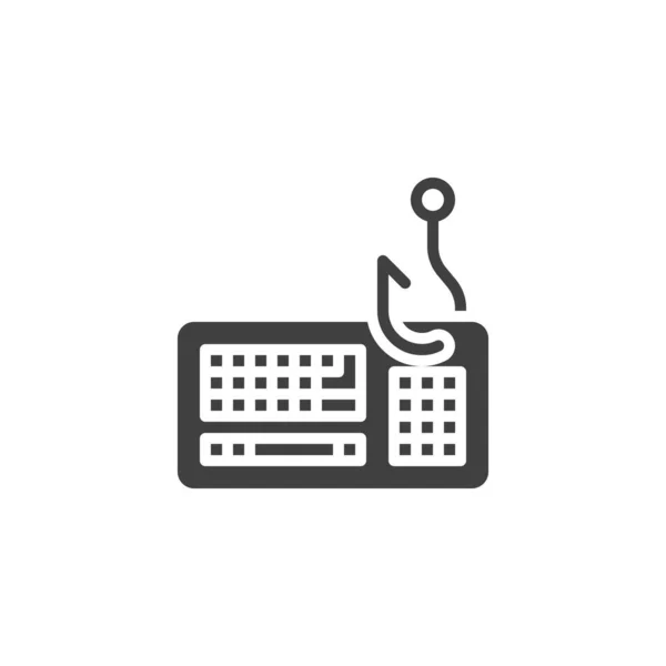 Computer Keyboard Phishing Vector Icon Filled Flat Sign Mobile Concept — Vetor de Stock