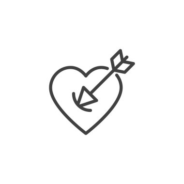 Heart and arrow line icon. linear style sign for mobile concept and web design. Cupid heart outline vector icon. Valentine day symbol, logo illustration. Vector graphics
