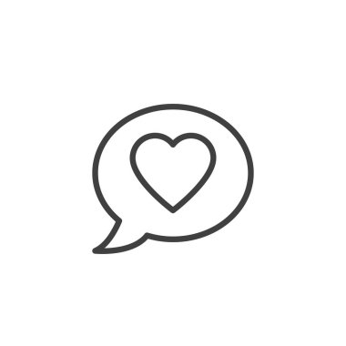 Love message line icon. linear style sign for mobile concept and web design. Speech bubble with heart outline vector icon. Symbol, logo illustration. Vector graphics