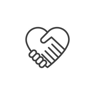 Partnership heart line icon. linear style sign for mobile concept and web design. Heart handshake outline vector icon. Symbol, logo illustration. Vector graphics