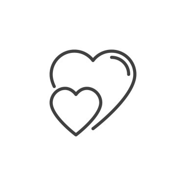 Couple hearts line icon. linear style sign for mobile concept and web design. Two hearts, large and small outline vector icon. Symbol, logo illustration. Vector graphics