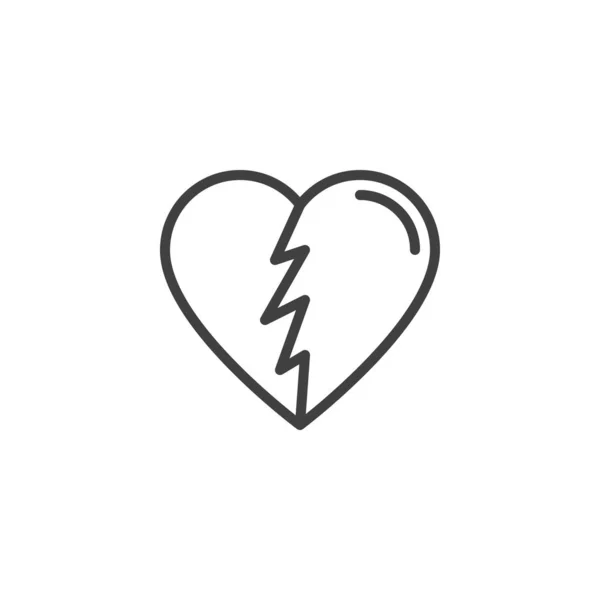 Broken Heart Line Icon Linear Style Sign Mobile Concept Web — ストックベクタ