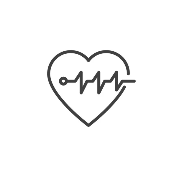 Heartbeat Pulse Line Icon Linear Style Sign Mobile Concept Web — Vector de stock