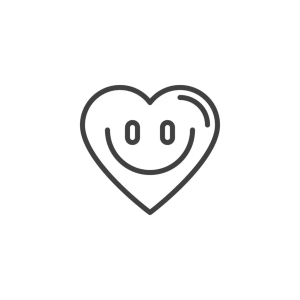 Happy Heart Line Icon Linear Style Sign Mobile Concept Web — Stock vektor