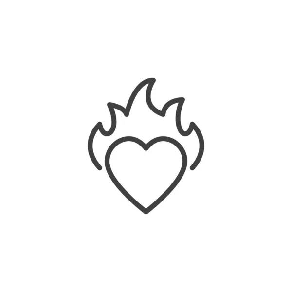 Burning Heart Line Icon Linear Style Sign Mobile Concept Web — Vettoriale Stock