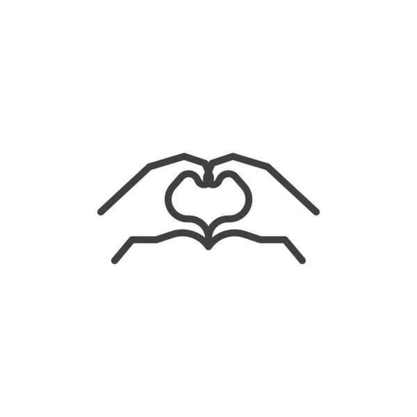 Hands Making Heart Line Icon Linear Style Sign Mobile Concept — Vettoriale Stock