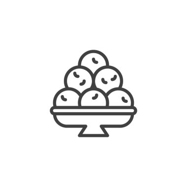 Besan laddu line icon. linear style sign for mobile concept and web design. Besan ladoo outline vector icon. Symbol, logo illustration. Vector graphics
