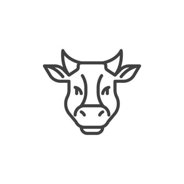 Cow head line icon. linear style sign for mobile concept and web design. Cow front outline vector icon. Symbol, logo illustration. Vector graphics