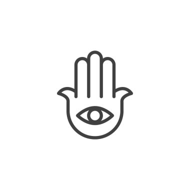 Hamsa Hand line icon. linear style sign for mobile concept and web design. Hand of Fatima outline vector icon. Symbol, logo illustration. Vector graphics